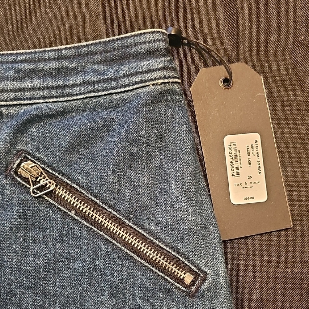 rag & bone Blue Denim Zip-Front Mini Skirt - Picture 2 of 8